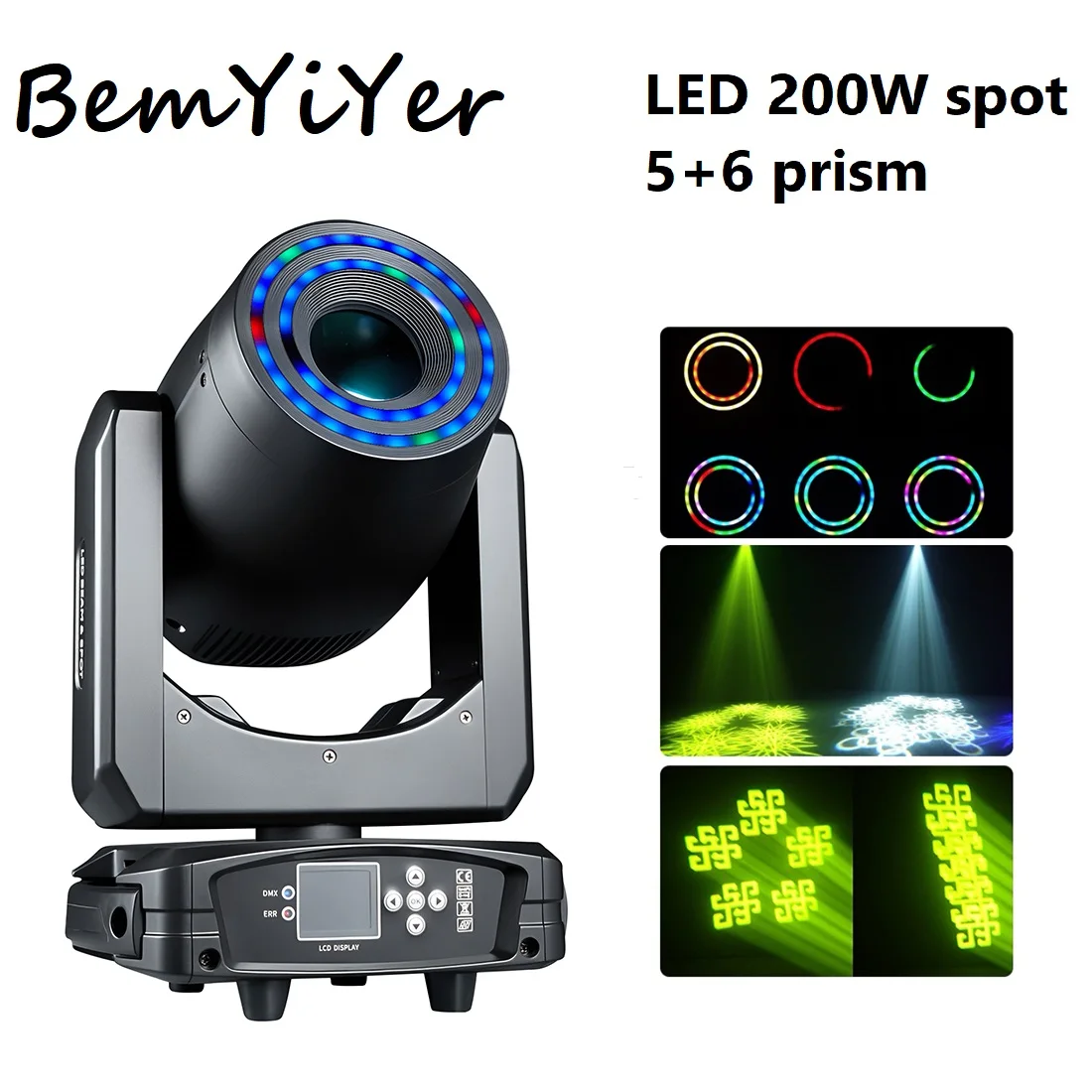 

Светодиодный прожектор BemYiYer 200W с эффектом гобо, DMX-управлением, для сцены, церкви, театра, мероприятий, дискотек и ночных клубов.