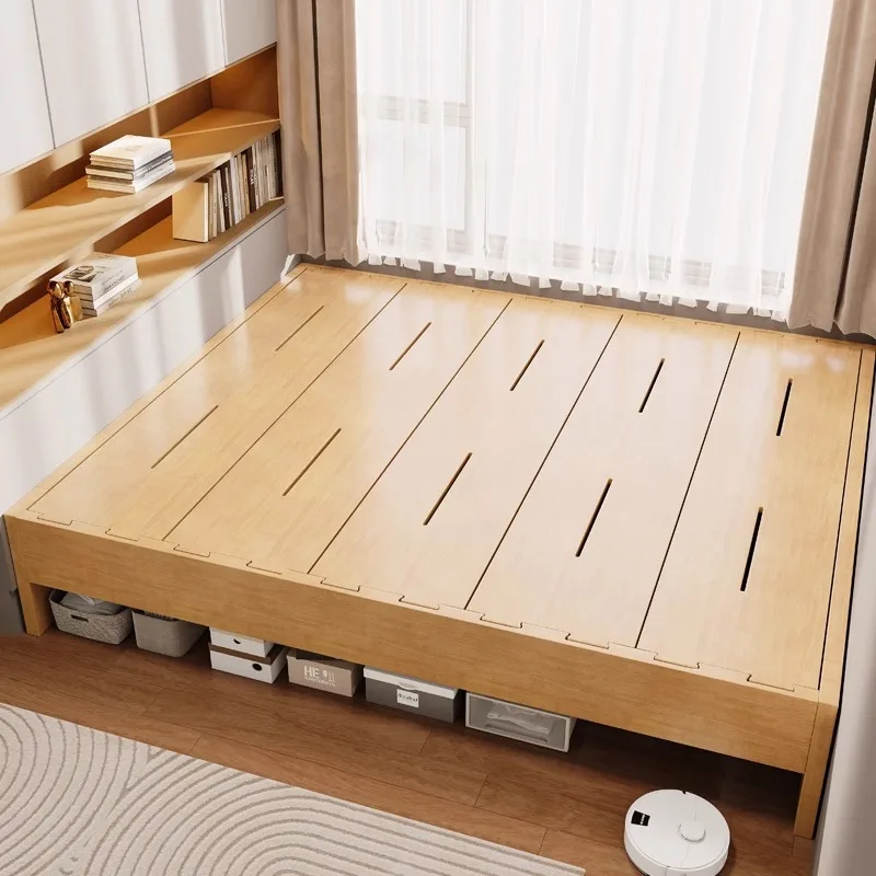 Full solid wood bed 1.8 meters thick dovetail rubber wood tatami small apartment 1.5 meters double bed