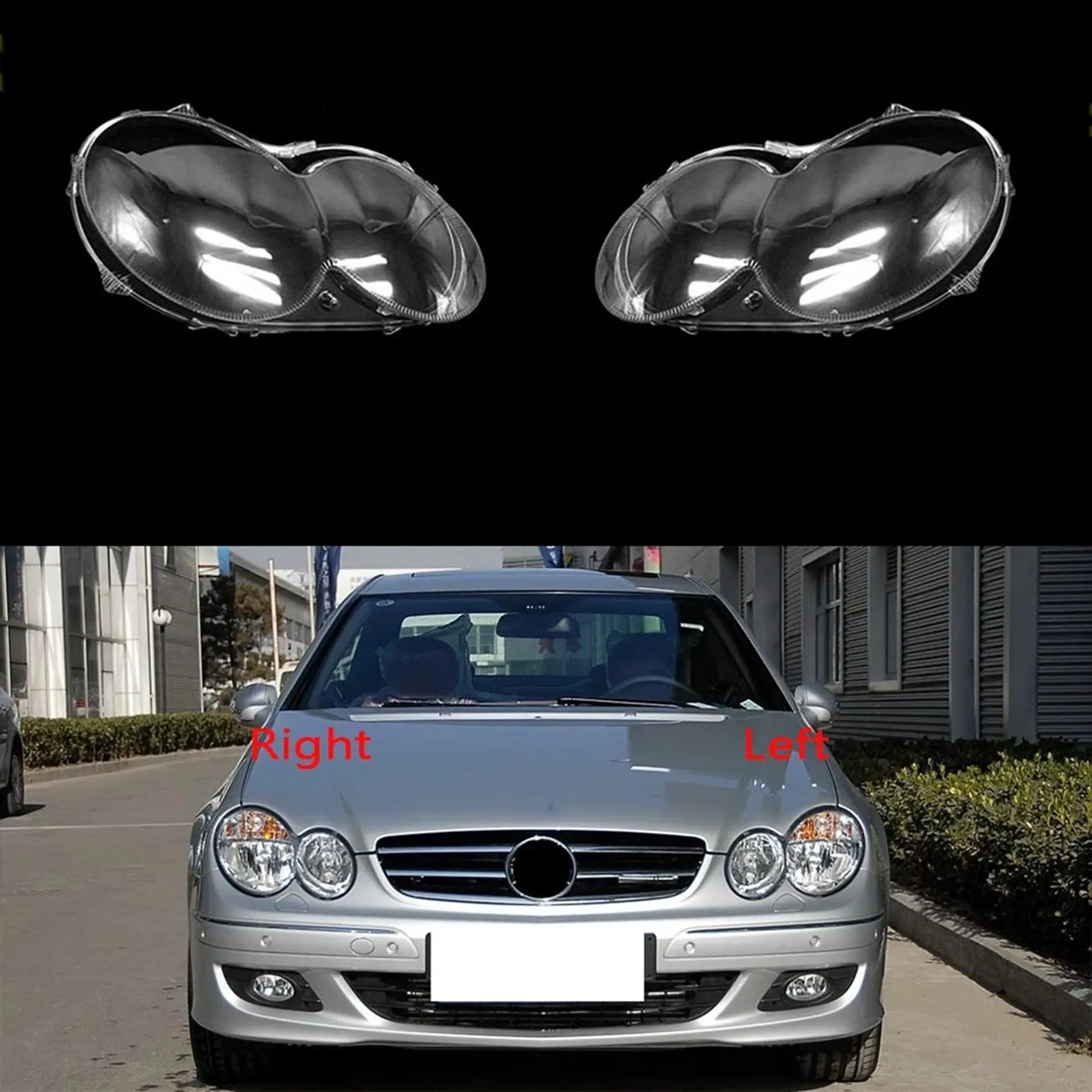 Car Front Right Headlight Lens Cover Transparent Lamp Shade Glass Lamp Cover Caps for Mercedes-Benz W209 CLK