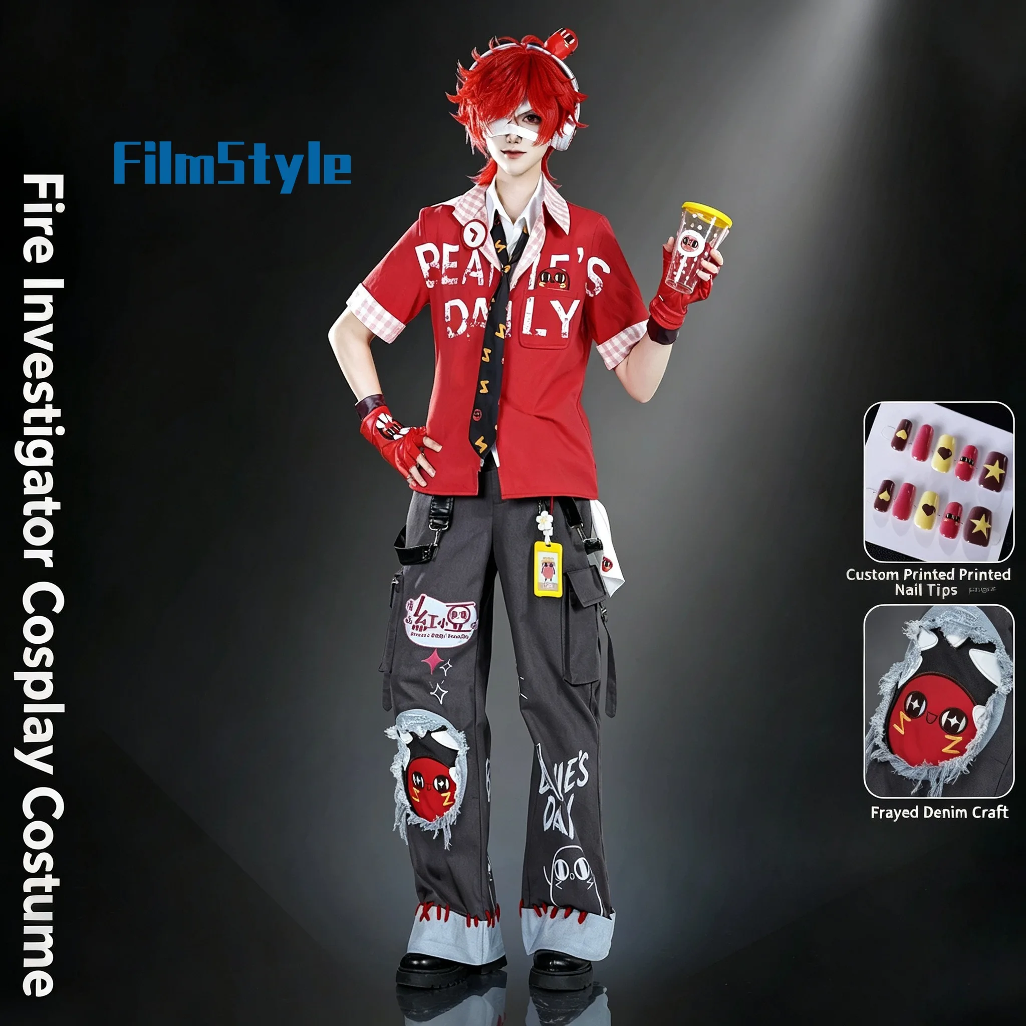 Anime Cosplay Red - Fantasia Completa de Cosplay do Investigador