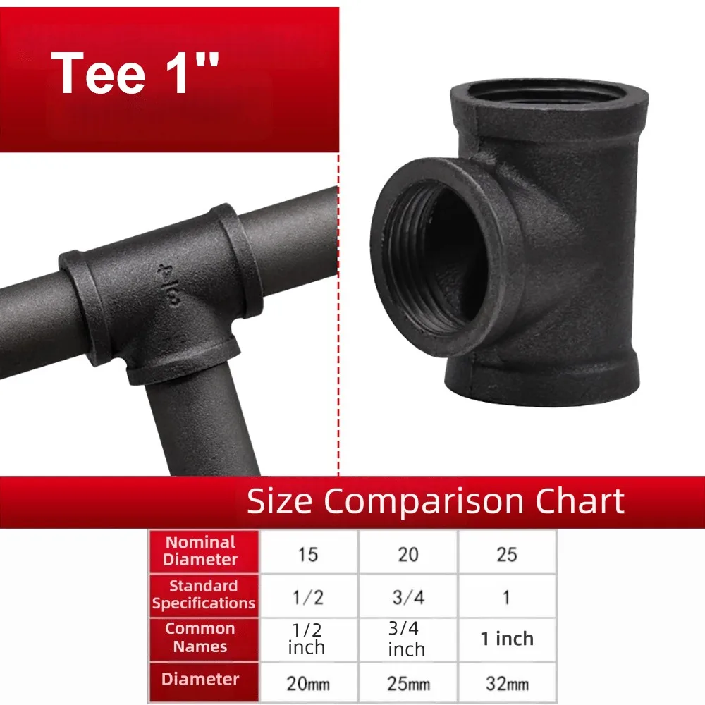 New Black Pipe Fittings Elbow 1/2'' 3/4'' 1'' Plumbing Pipe Joint Threaded Malleable Iron Pipe Connection