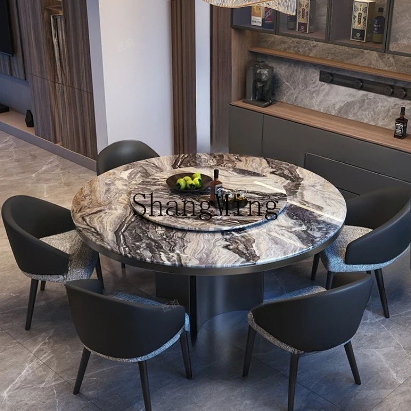 

FG luxury stone marble dining table and chairs round table combination modern simple small apartment home