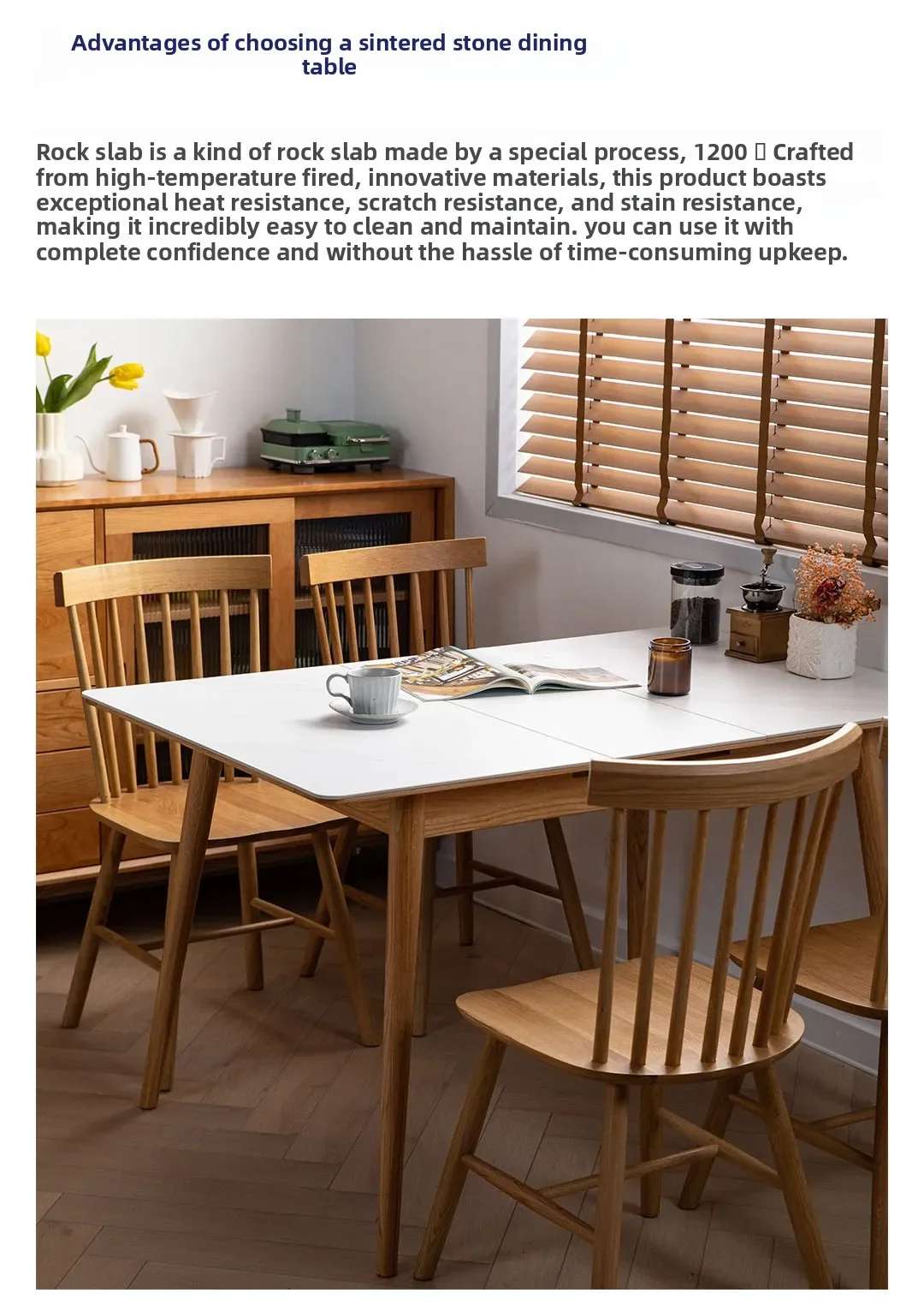 Rock slab telescopic dining table Cream dining table Chair folding cream wind  Marble  Solid wood small