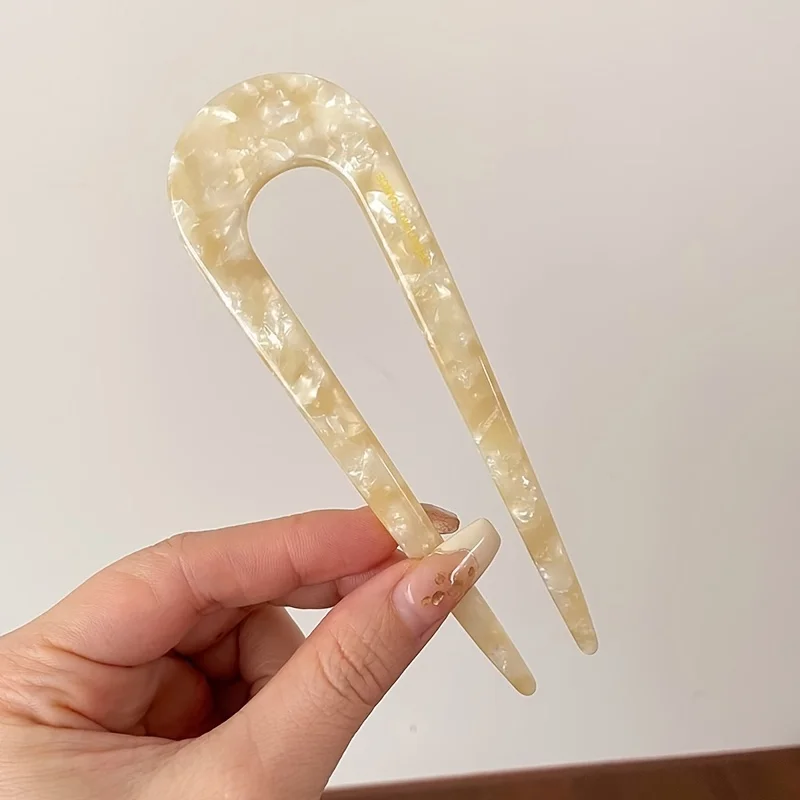 Elegante französische U-förmige Haarnadel, Retro-Haarklammer für Mädchen, geeignet für dickes Haar – Detail 8