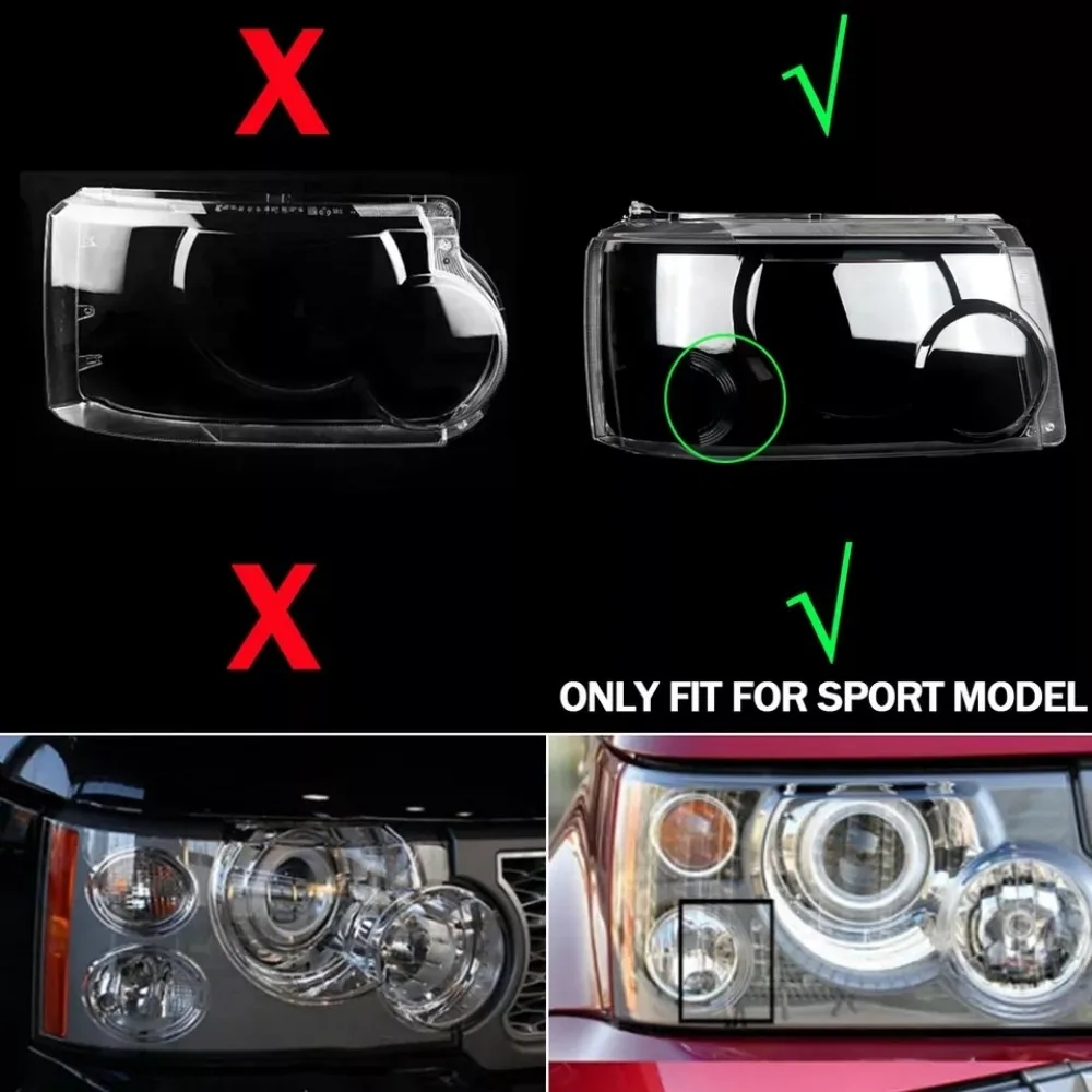 Car Headlight Lens Cover For Land Rover Range Rover Sport L320 2005 2006 2007-2009 Transparent Lampshade Clear Headlamp Cover