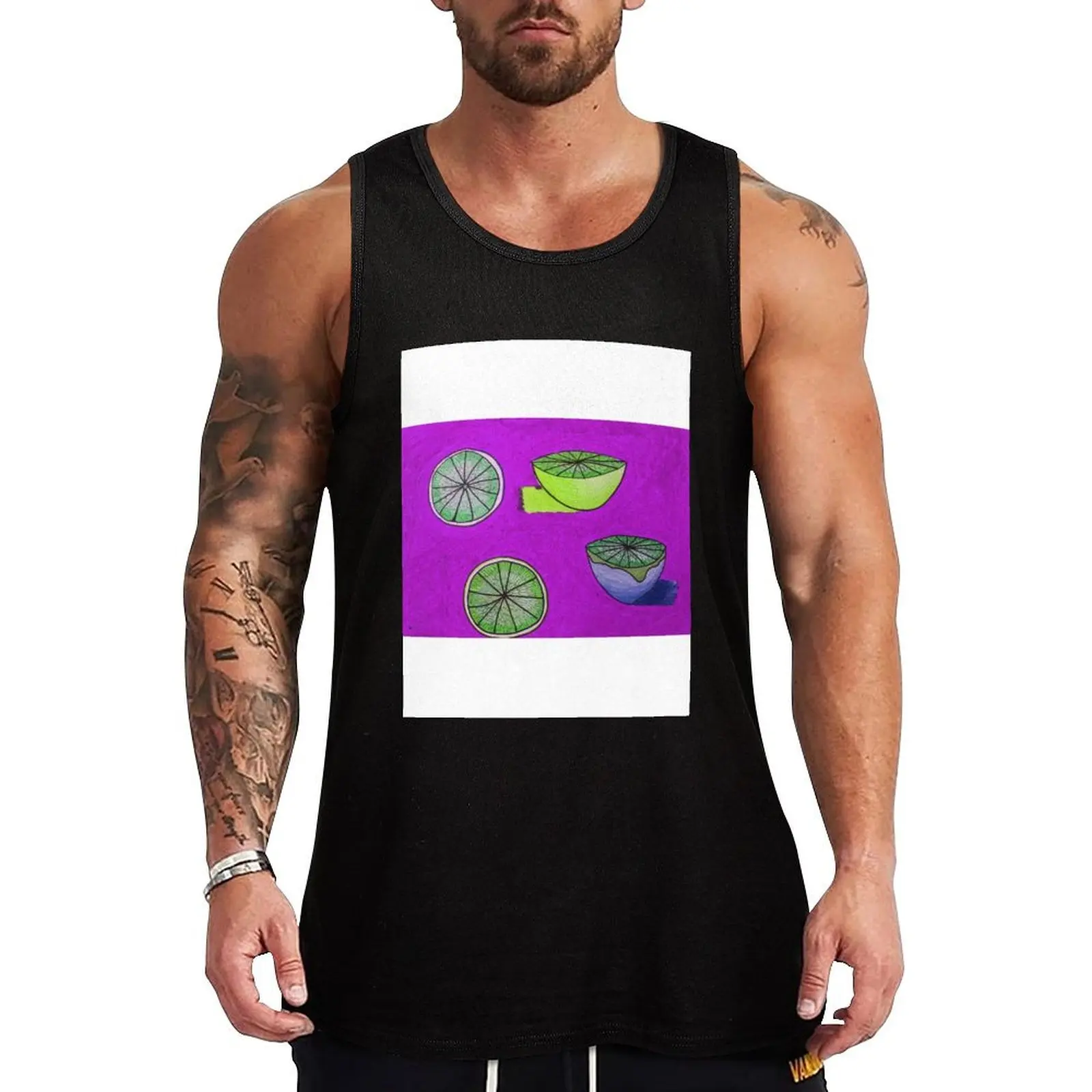 Orange and lime purple Tank Top Construction Tank Top Workwear Sleeveless Wear