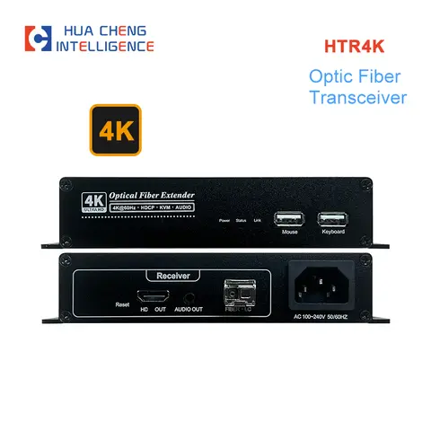 AMS HTR4K 4K 광섬유 익스텐더, 고화질 멀티미디어 LC 포트, 오디오 비디오 변속기, 10km, 20km