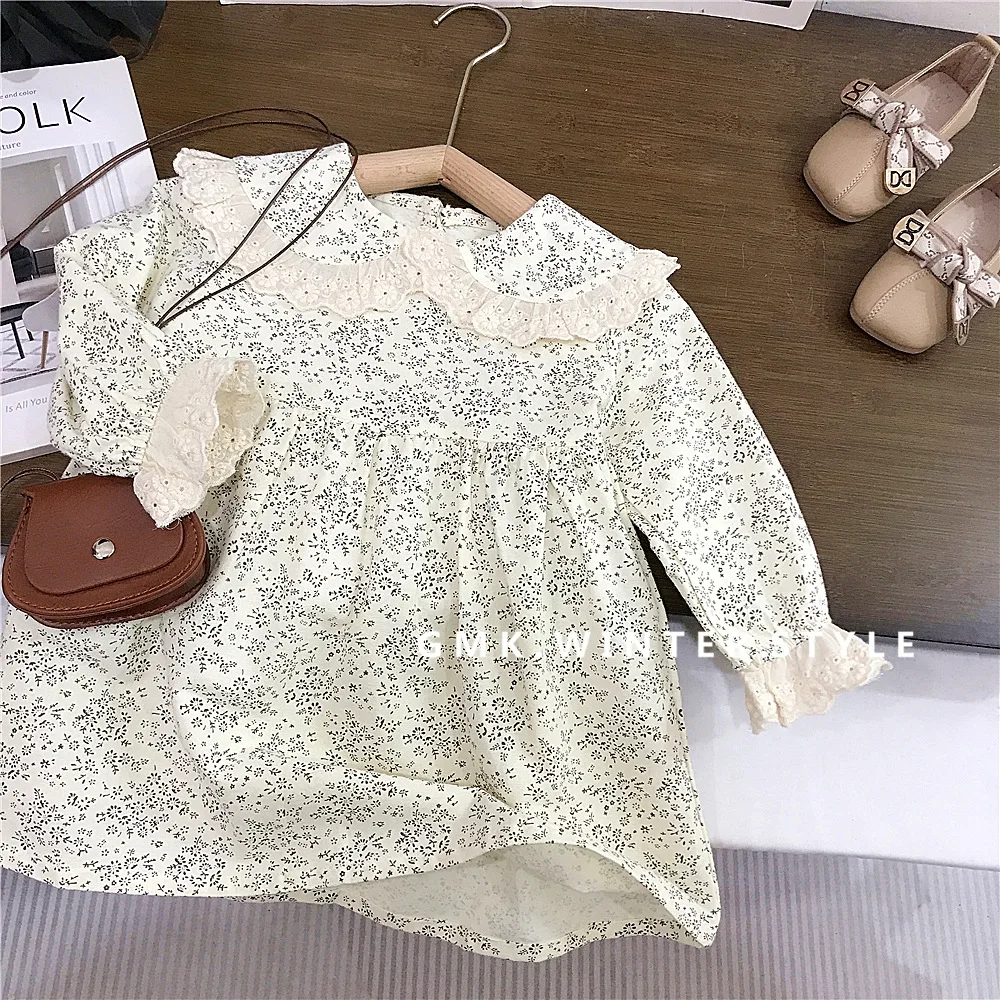 

Mori Girls Dress Spring and Autumn Baby Girl Floral Skirt Children's Spring Girl Princess Dress Autumn Clothes Casual
