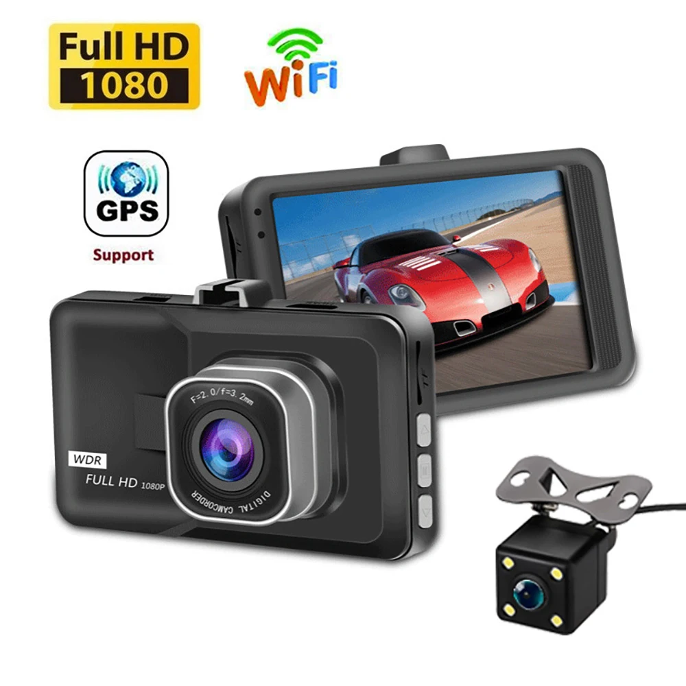 Car DVR WiFi Full HD 1080P Dash Cam Rear View Vehicle Camera Drive Video Recorder Night Vision Auto Dashcam GPS Car Accessories