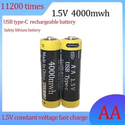 1.5 AA 4000mwh rechargeable lithium battery USB type-C suitable for constant voltage fast charging toy remote control doorbell