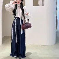 French Lace Trim V-neck Top Set Women's Complete OOTD Trendy Spring New Style Two-piece Set Fashionable Skirt Ensemble