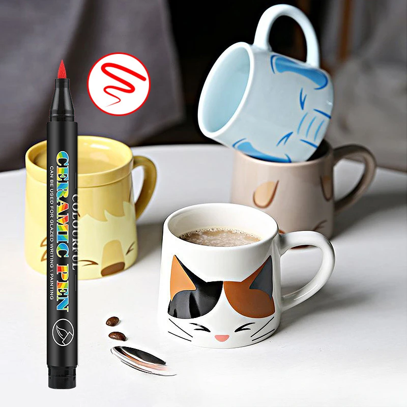 12/24Color Soft Head Colorful Ceramic Pen DIY Glass Ink Disc Ceramic Hand Drawn Graffiti Waterproof Marker Pen Painting Supplies