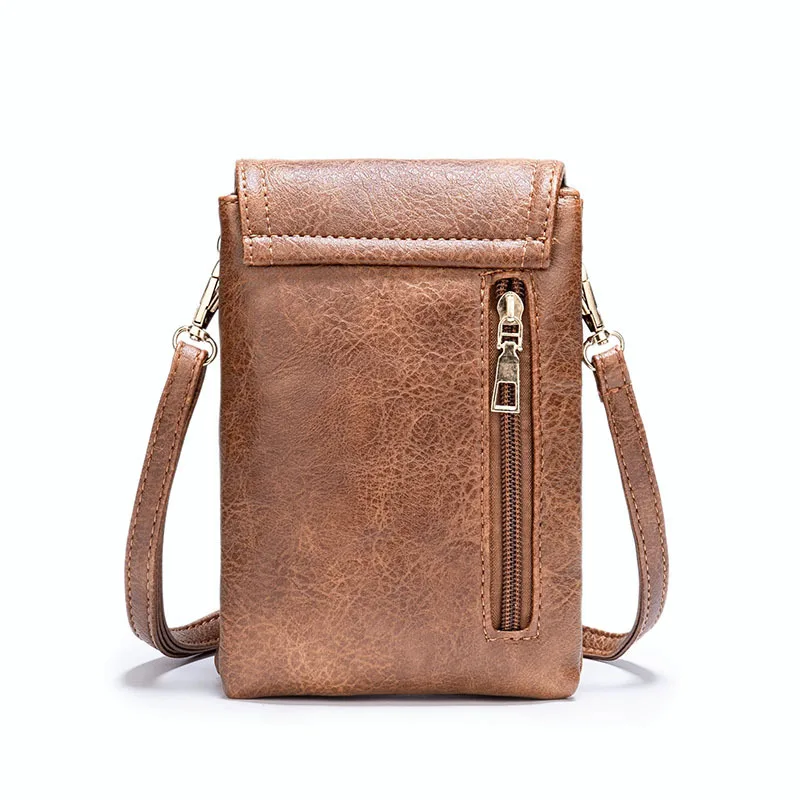 Casual Commuting Vintage Leather Small Bag with Adjustable Shoulder Strap Single Shoulder Crossbody Bag Mobile Wallet