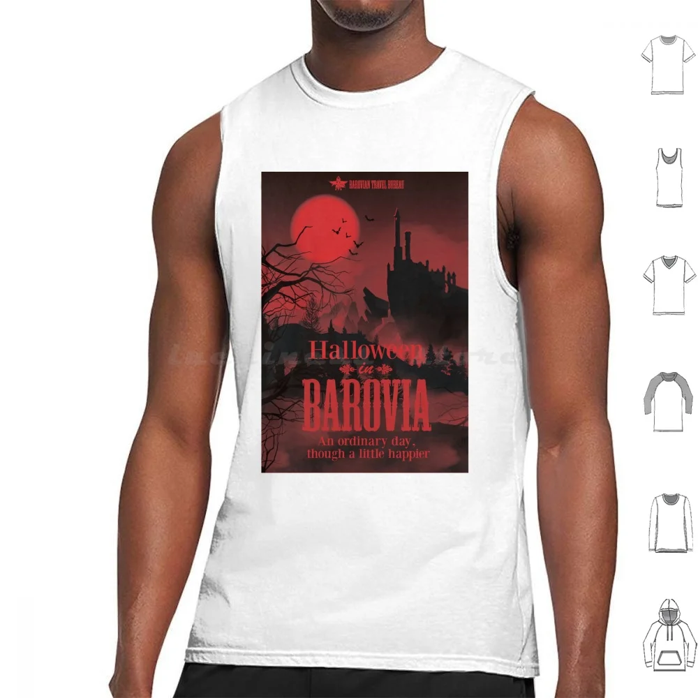 Halloween In Barovia-Red Tank Tops Print Cotton Ravenloft Strahd Vampire Halloween Castle Haunted Barovia Zarovich