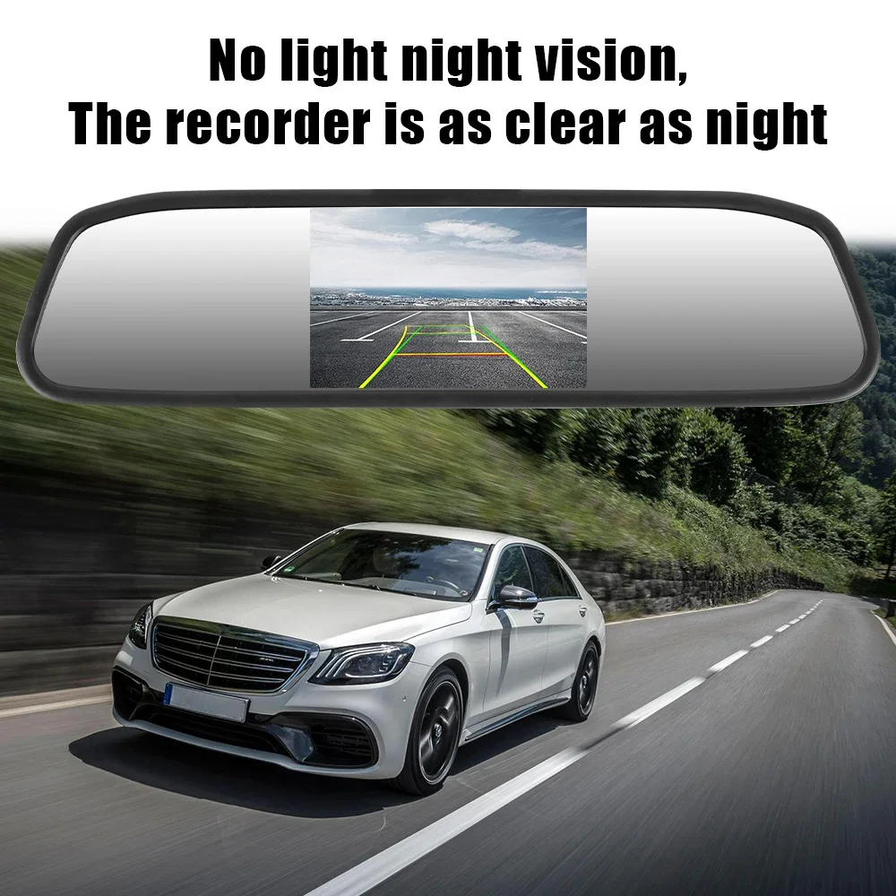 4.3 Inch Car Rear View Mirror Monitor Optional Night Vision Reverse Backup Camera RCA Car Parking Rearview System