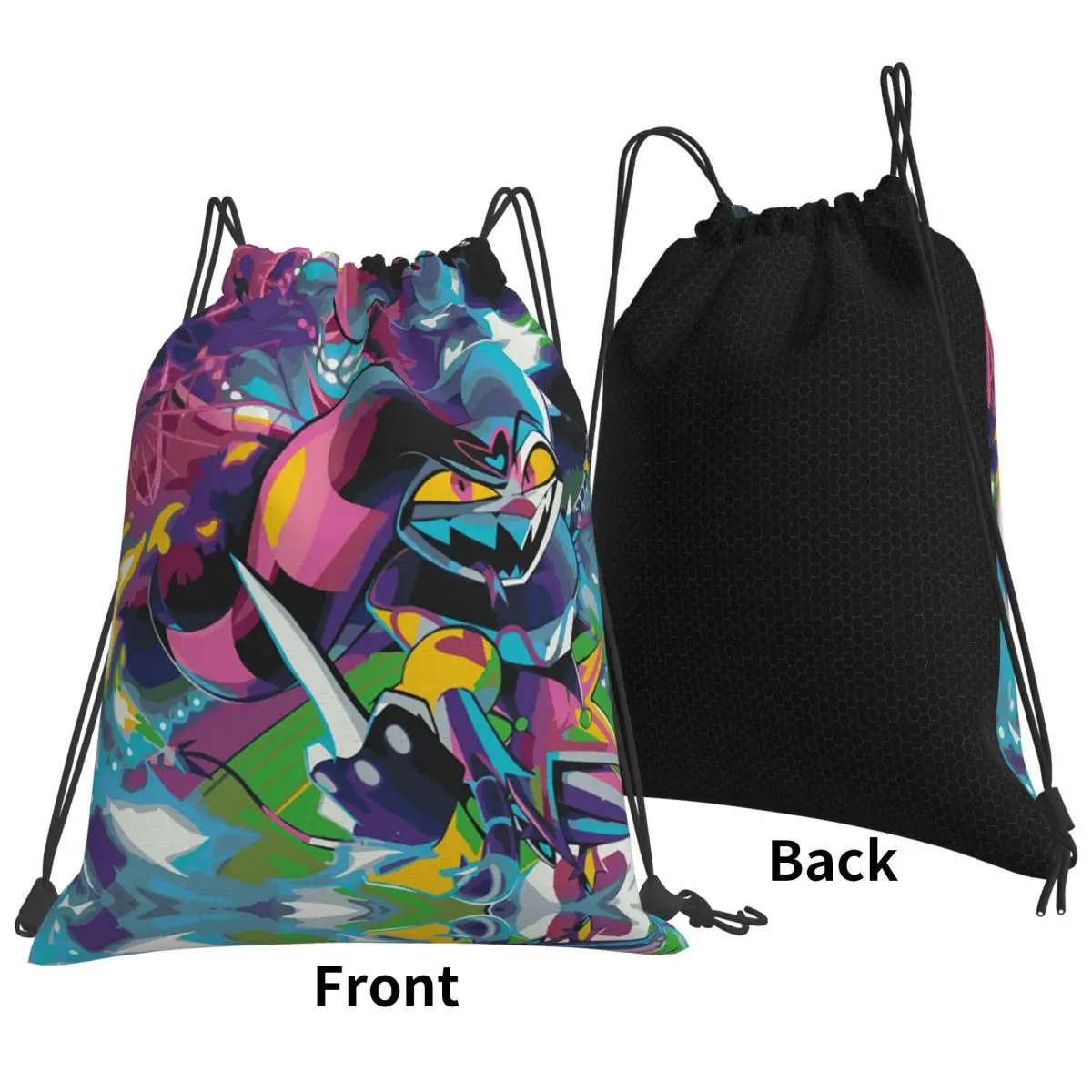 

Anime Helluva Boss Fizzarolli Backpacks Fashion Drawstring Bags Sports Bag Book Bags for Travel School