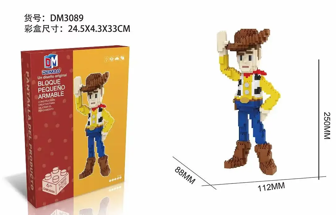 Toy Story Woody Micro Building Block Mike Anime Pochacco Sanrio Assembled 3D Model Mini Brick Figures Toys For Christmas Gift