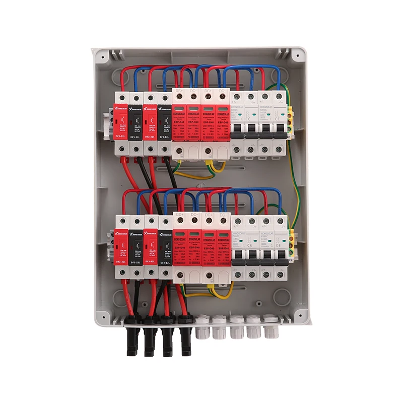 Caja combinadora Solar fotovoltaica PV, rojo/negro, cuerda de 4-4-600V, IP65, protección contra rayos contra sobretensiones, impermeable para exteriores