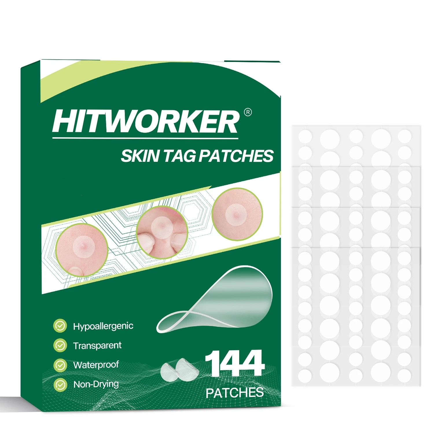 

144pcs Clear Oval Acne Patches - Day & Night Invisible Blemish Cover Spot Treatment Stickers, Green Box
