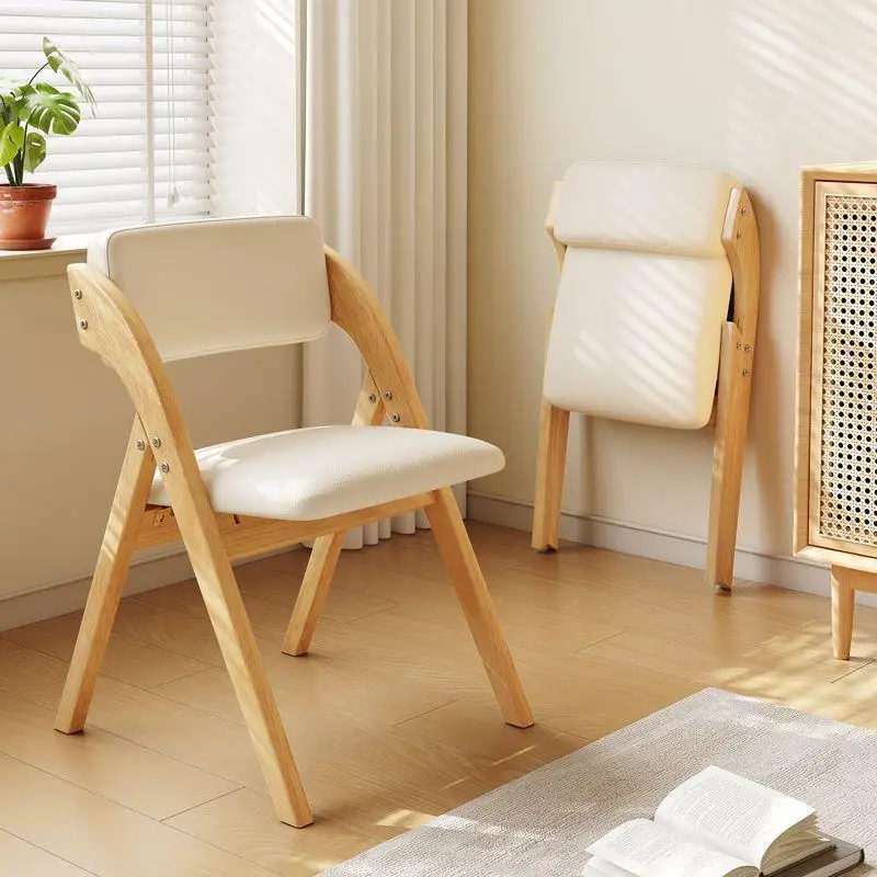 & Space-Saving Stackable Solid Wood Foldable Chair, Nordic Backrest Stool for Household, Dining & Conference Senior Use Supply