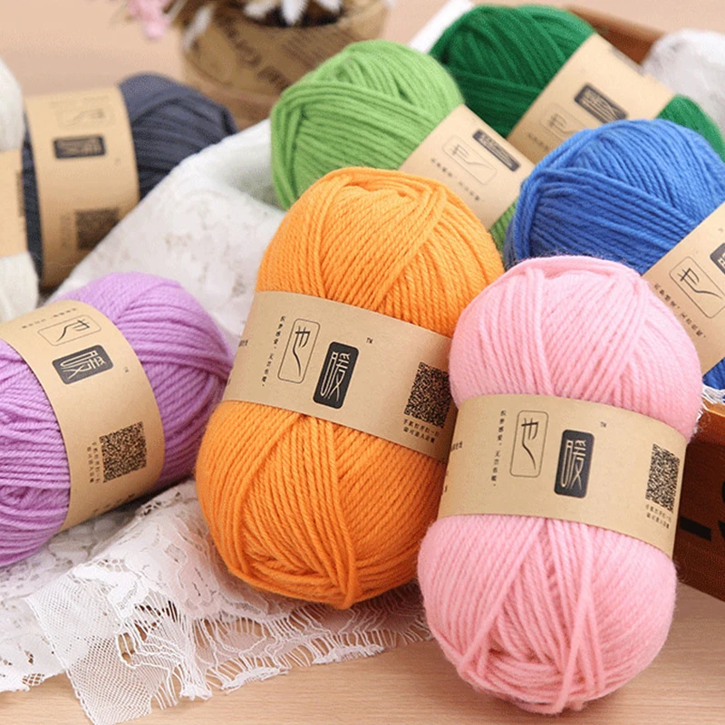 Eco-friendly Acrylic Medium Coarse Wool Ball For DIY Handicraft Woven Slippers Crochet Cotton Blended Knitting Yarn Supplies