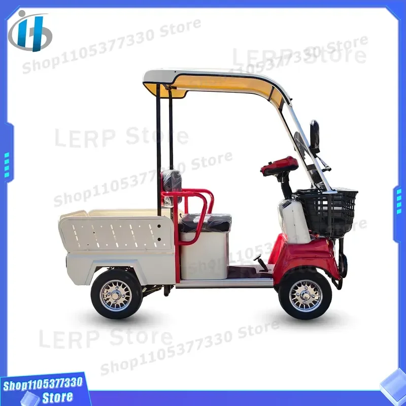 60V Electric Mini Freight Truck Four Wheel Cargo Vehicle with Roof Windshield for Small Goods Daily Transportation Korean