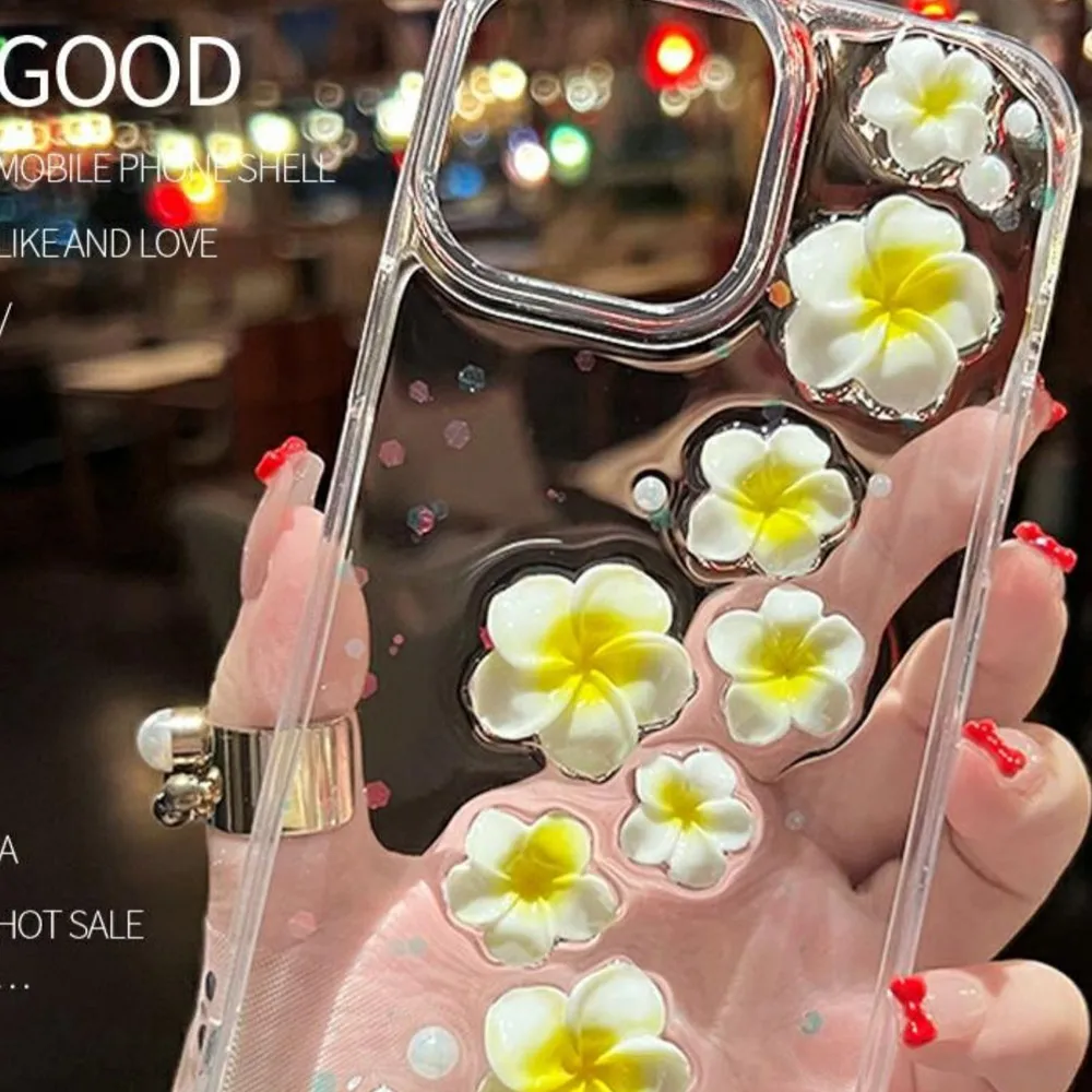 3D Yellow Sunflower Girl Phone Case for iPhone 14pro Max 15 Plus 13 12 11 Xsmax Xr 8 Plus Cute Transparent Fall Protection Case