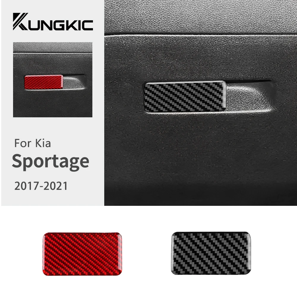 Real Soft Carbon Fiber Sticker For Kia Sportage 2017 2018 2019 2020 2021 LHD RHD Car Passenger Storage Box Interior Trim