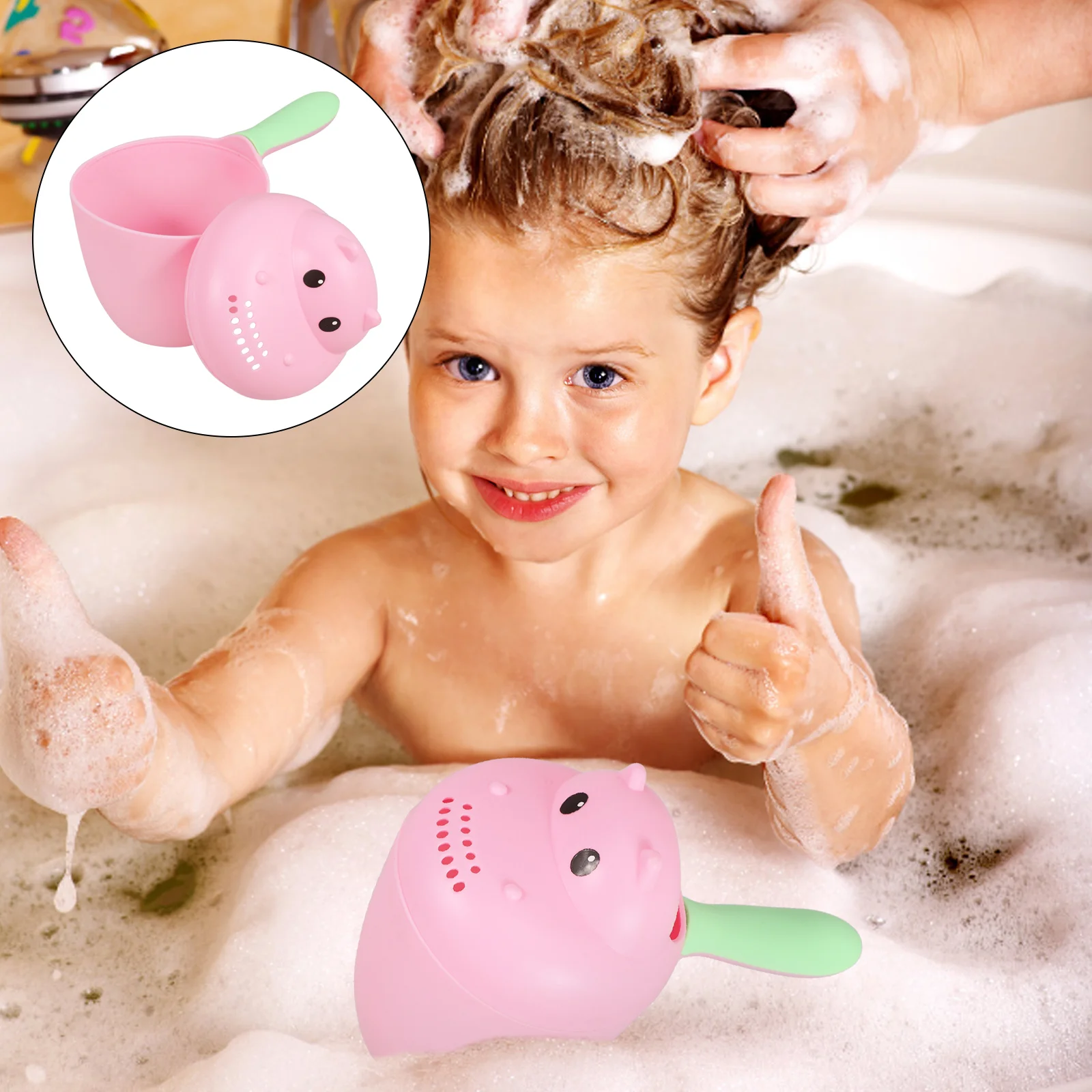 Douchemand Hangende babyshampoo Cup Scoop Flusher Badspoeling Pasgeboren badkamer Zuigplank