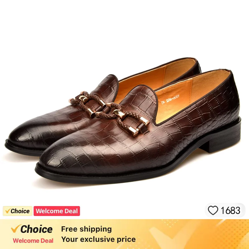 COW LEATHER Brown Handmade Loafer Shoes Men casual business shoe men Formal blue Genuine Leather Shoes Man Tassel male moccasin