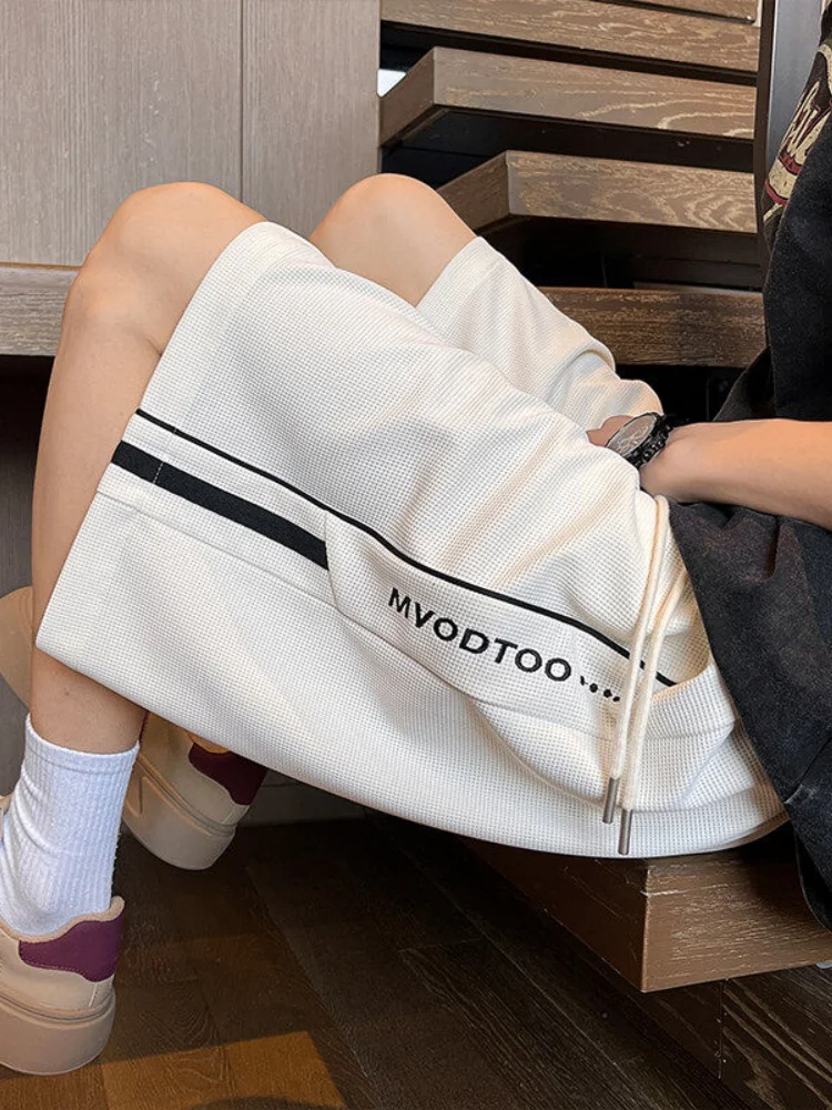 

Повседневные дышащие мужские шорты для лета, тонкие, до колена, для баскетбола, спорта, школы, кампуса, отдыха, с вышивкой