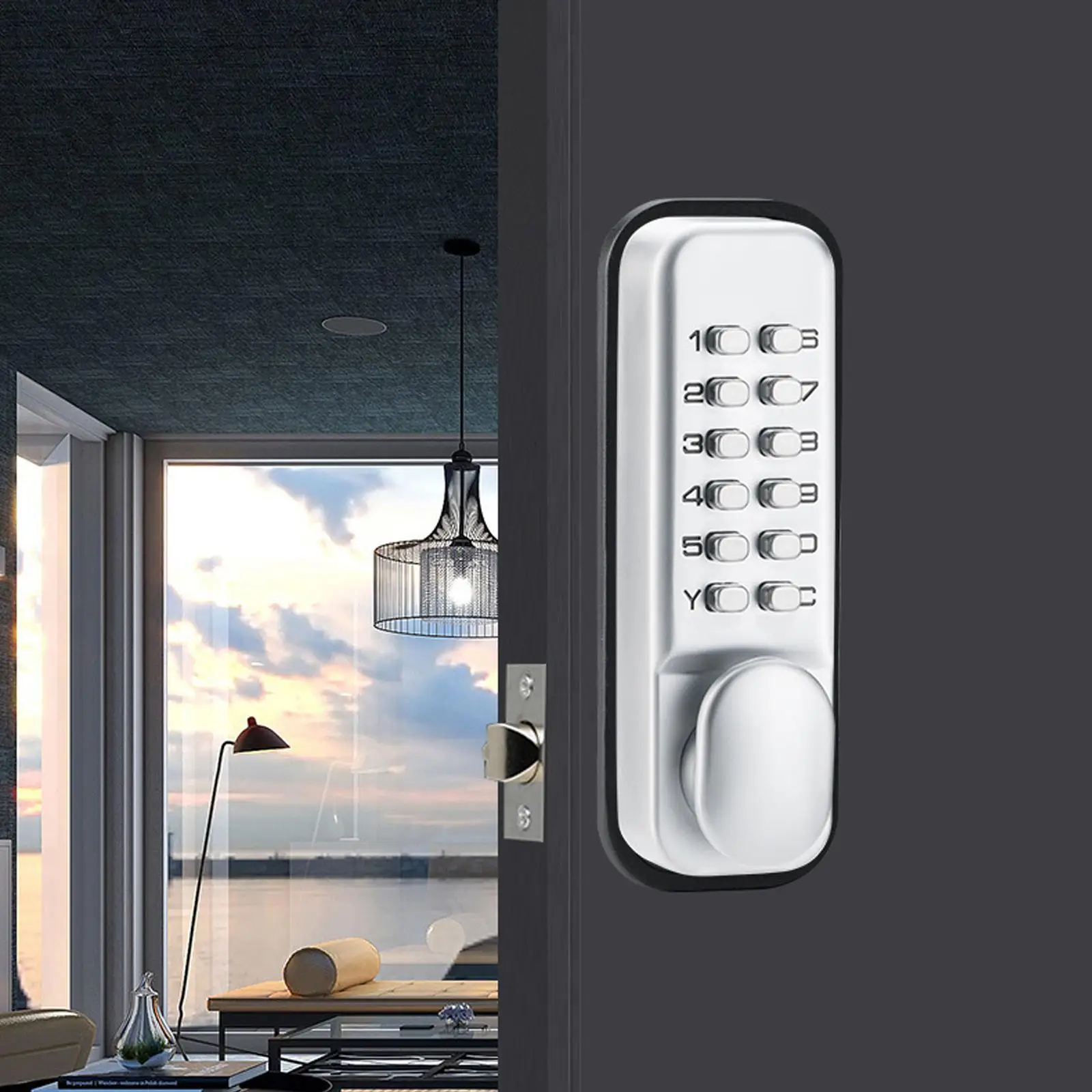 3pieces Mechanical Keyless Door Lock With Handle High Anti Theft Performance For Safer Living