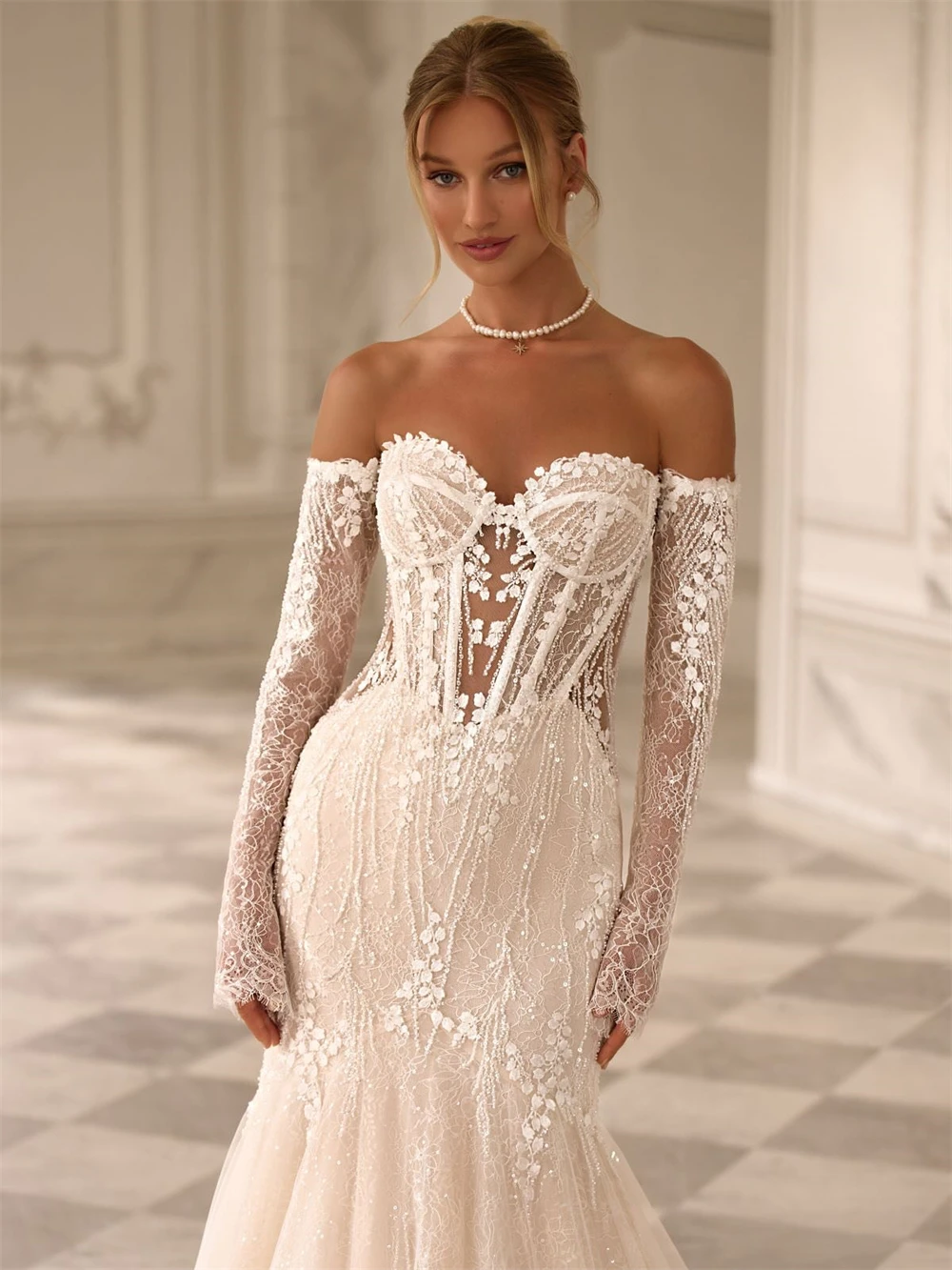 

Customized Soft White Organza Wedding Dress Formal Sweetheart Sleeveless Bridal Gowns Dreamy Mermaid Court Train Robe de mariée