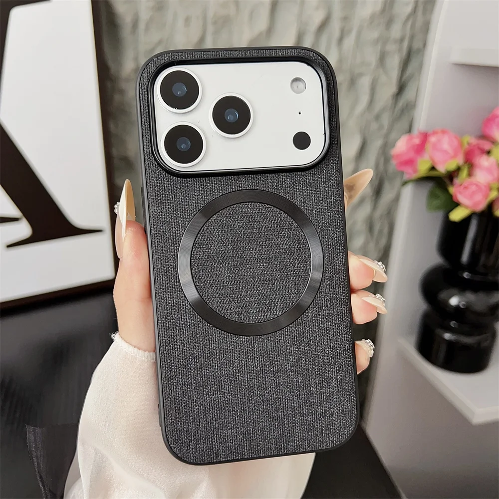 Funda de teléfono con patrón de tela Retro para iPhone 17 Air 16 15 14 13 Pro Max Plus, funda protectora de carga magnética, funda trasera