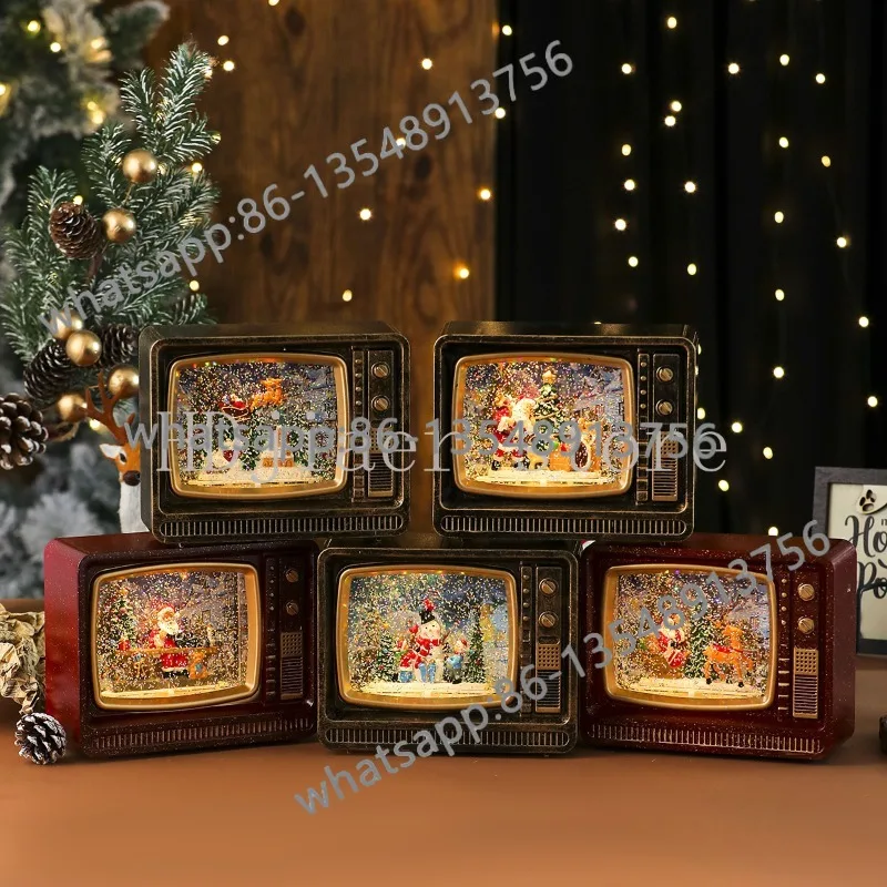 Christmas gift snowflake crystal ball music box snow ornament