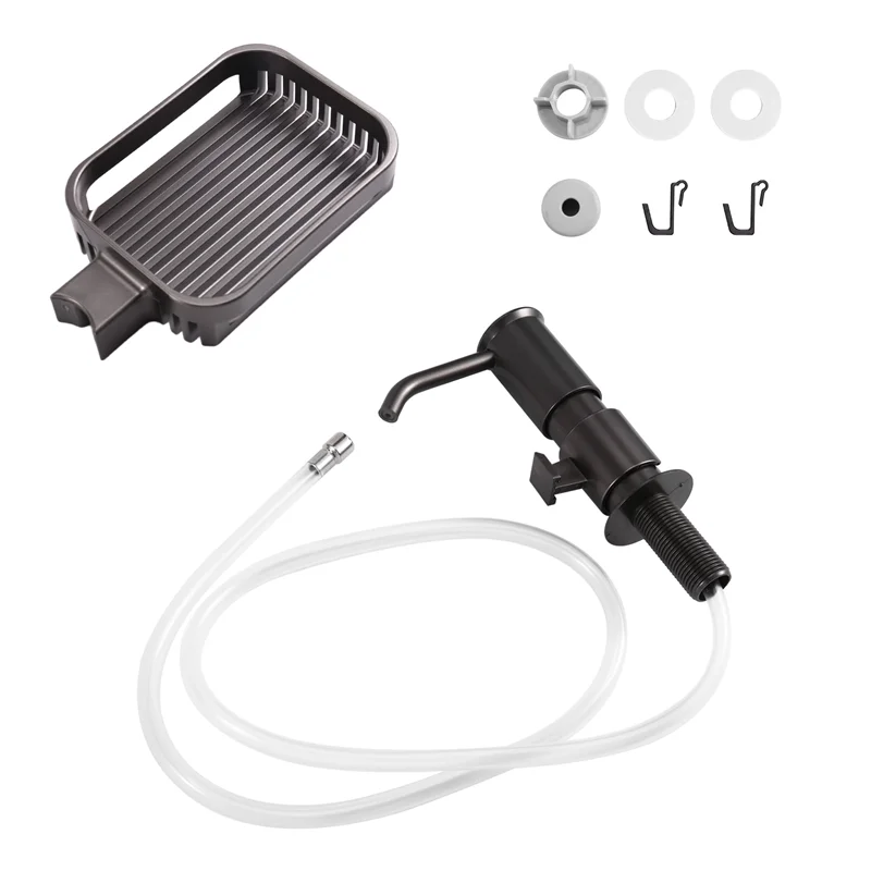 

Дозатор мыла для кухонной раковины, встроенный насос-дозатор мыла с держателем губки и комплектом удлинительных трубок для под столешницы, B-Hot