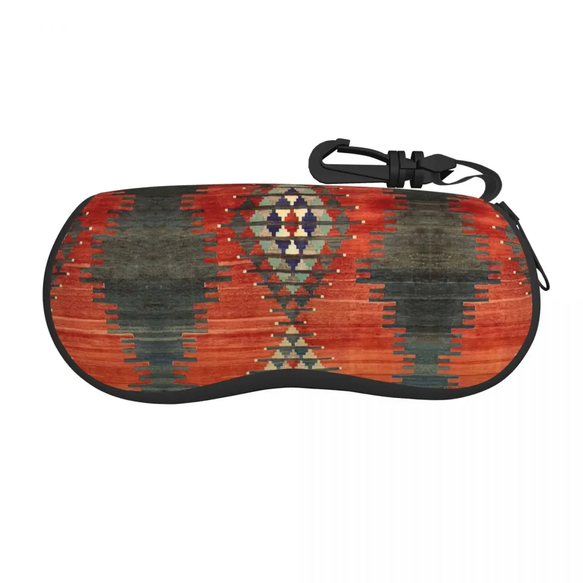 Turkish Ethnic Kilim Diamond Pattern Glasses Case Portable Boho Bohemian Persian Tribal Shell Eyeglasses Case Sunglasses Box