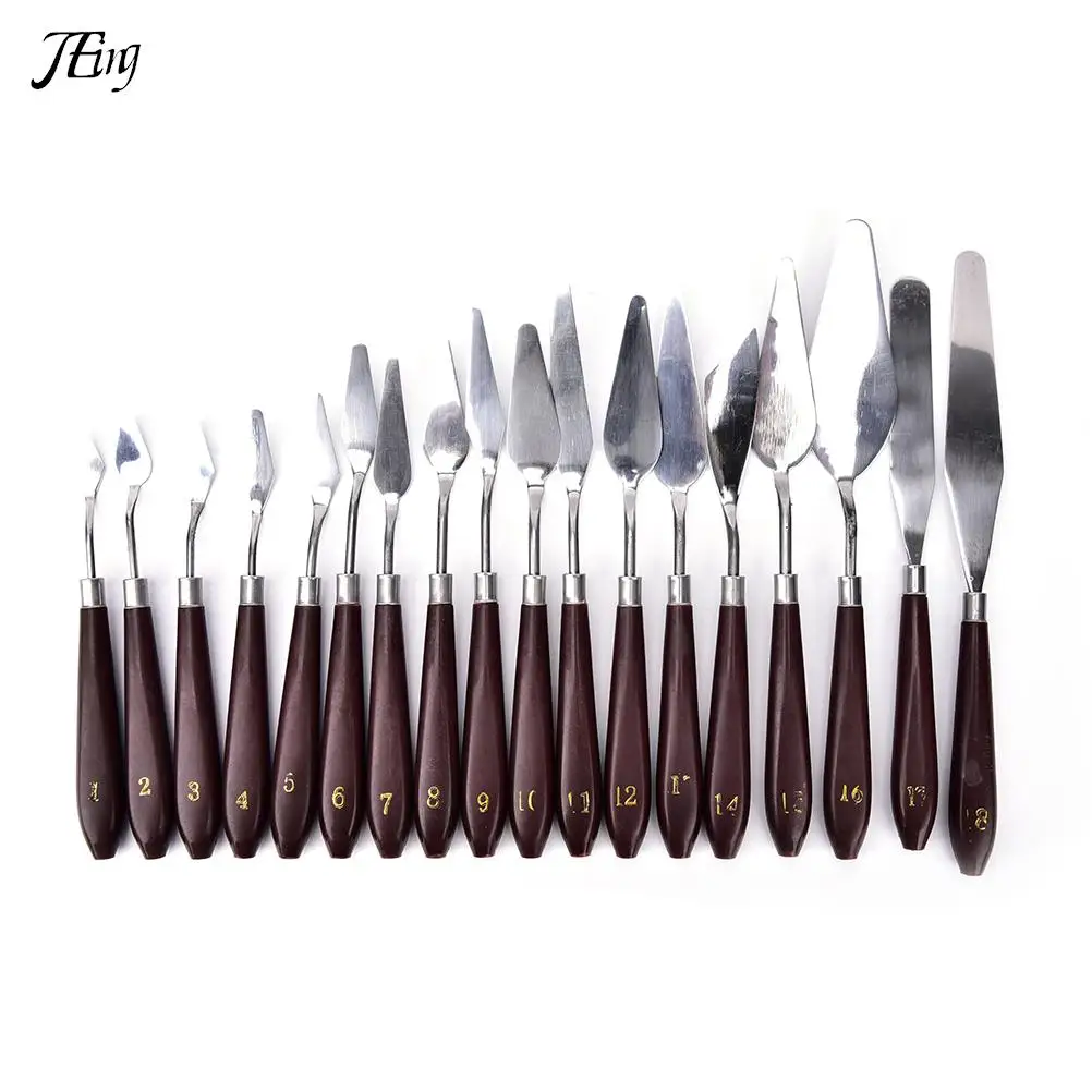 New 1PCS Professional Stainless Steel Painting Palette Knife Oil Paint Spatula 18 Sizes Palette Tool Mixing Scraper Art Tool