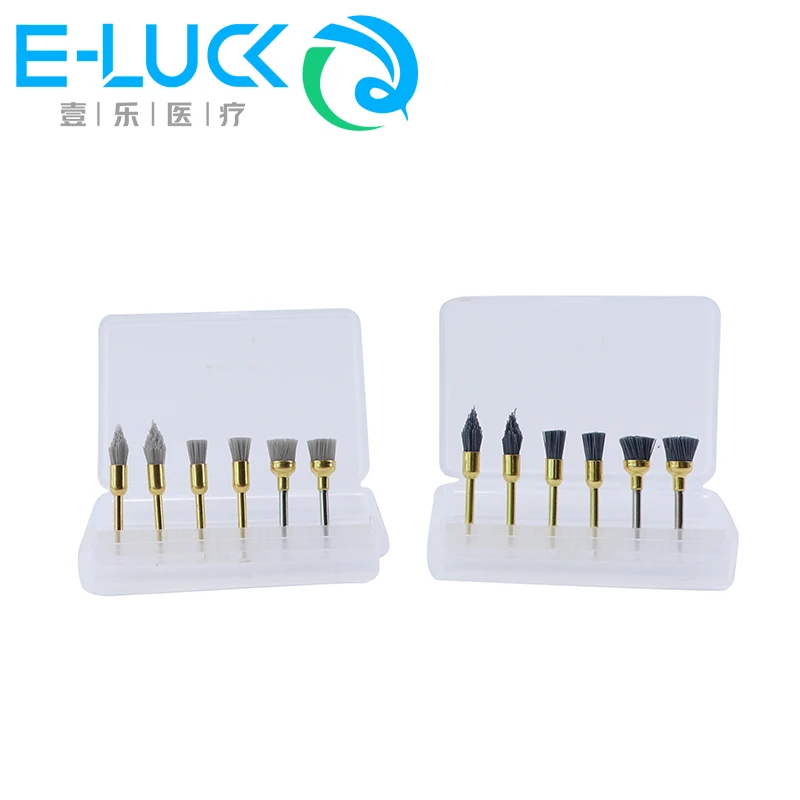 6Pcs/Box Dental Polishing Brush Polishing Felt Cotton Wheel Brush Silicon Carbide For Low-Speed Contra Angle Handpiece