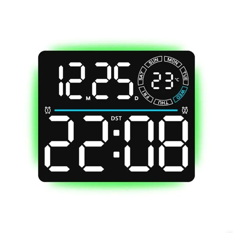 L9BE LED Display Digital Wall Clock with Remote Control for Bedroom and Living Room