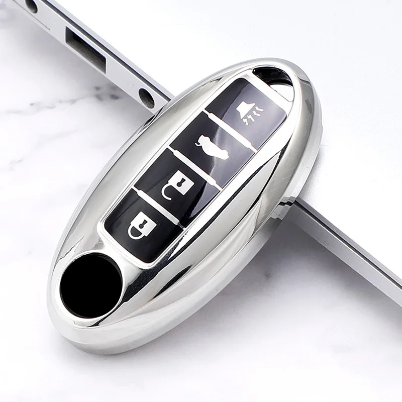 TPU 4 Button Fob Shell Case Key Cover Fit for Nissan Altima Armada Gt-r Maxima Murano Patrol Rogue Leaf Versa 370z Sentra