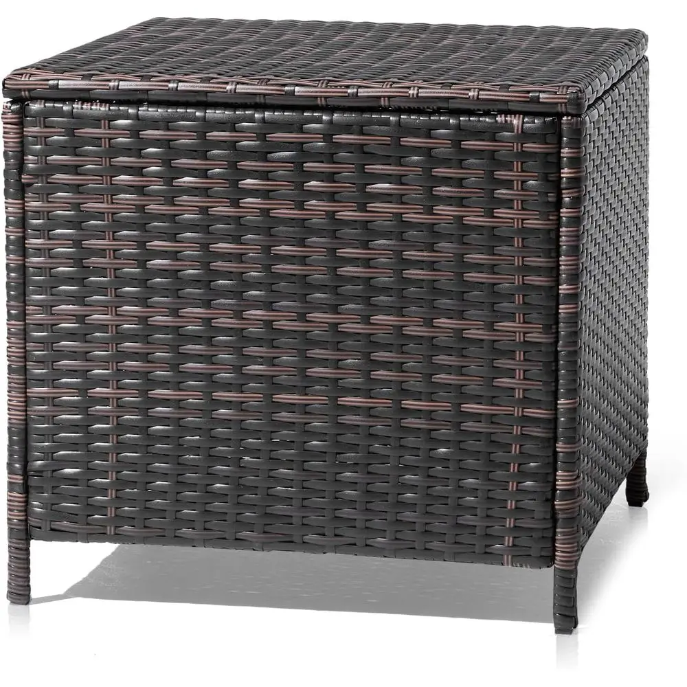

27 Gallon Outdoor Deck Box, Wicker Outdoor Storage Box with Lid, Small Storage Bin Container or Outside and Patio, Patio Rattan