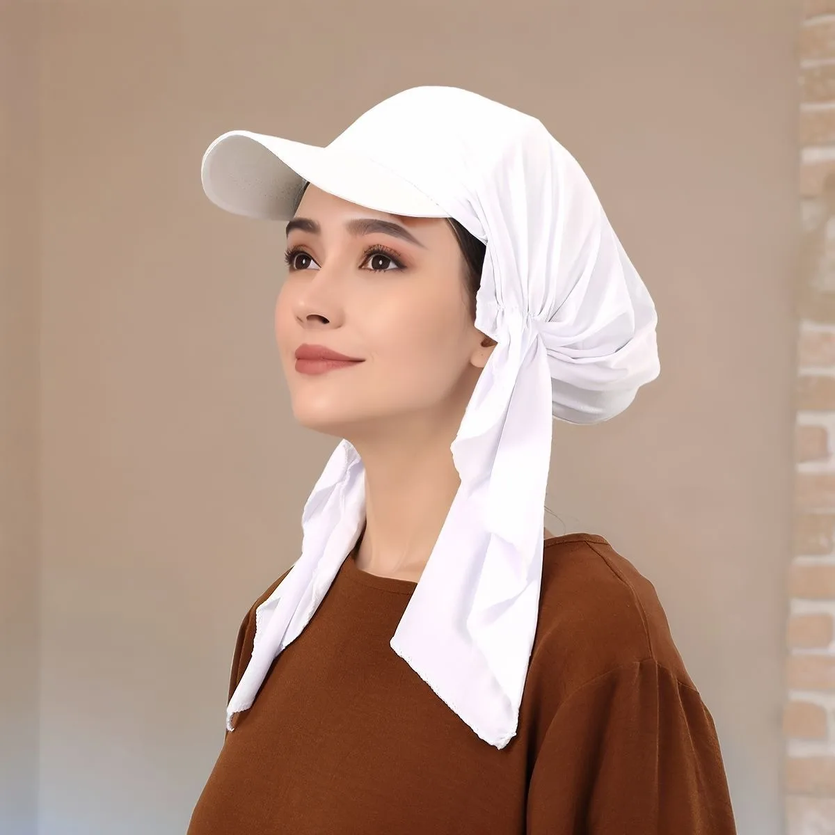 

Solid Color Fashion Muslim Hijab Turban Hat for Women Visor Baseball Cap Sun Hats Headscarf Scarf Brim Femme Scarves Bandanas