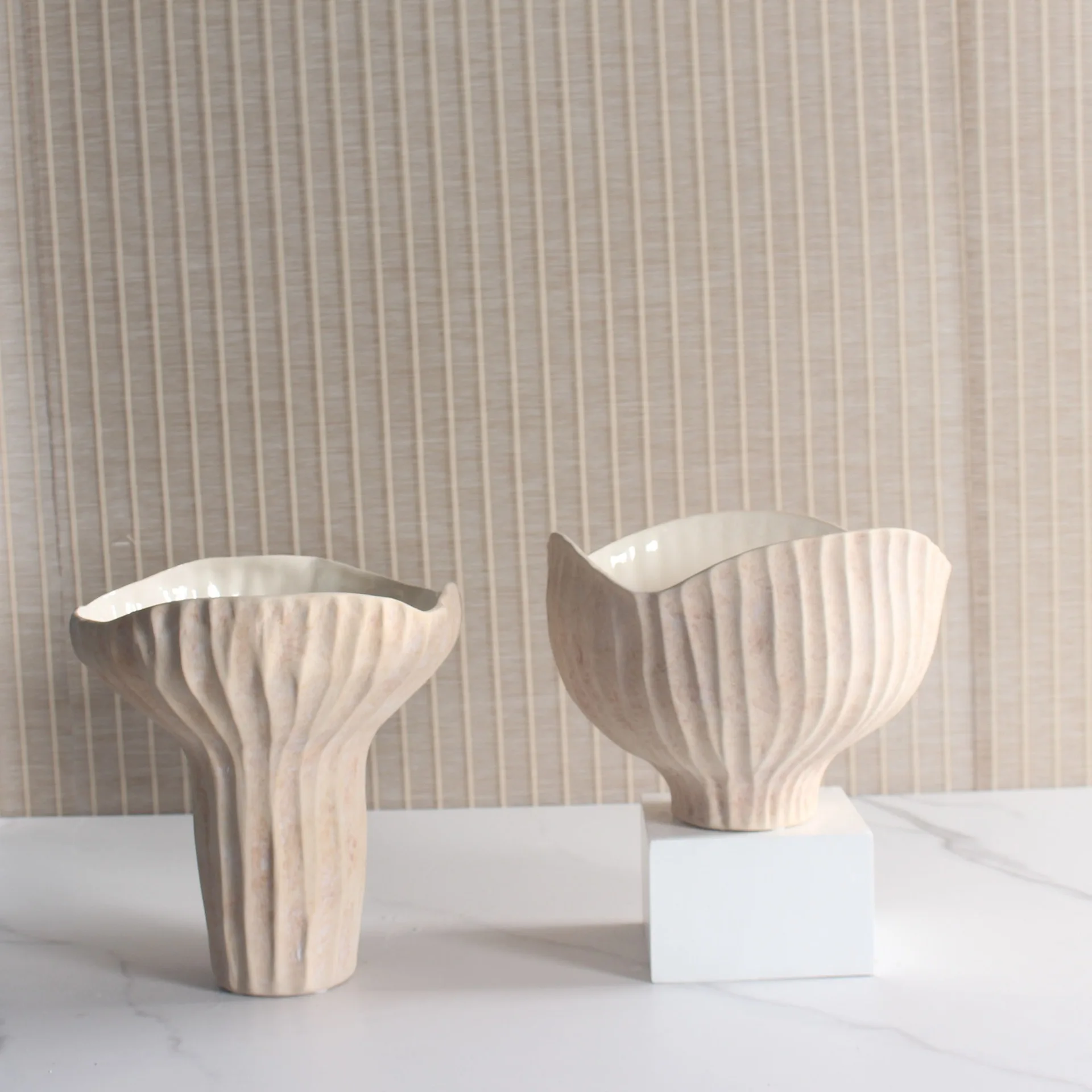 Wabi Stillwind retro pottery flower ware homestay model room high-footed vase ornament