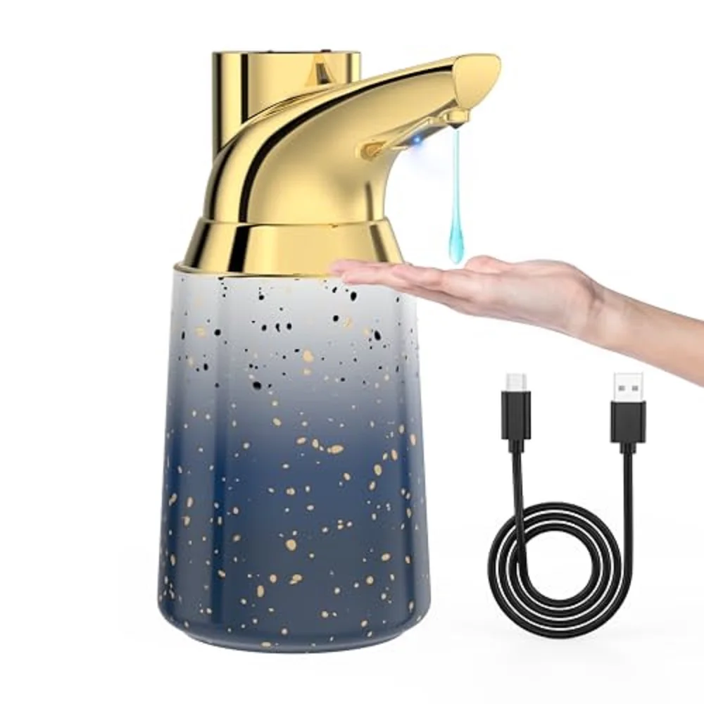 Adjustable Automatic Soap Dispenser Touchless, Ceramic Material，4 Adjustable Levels， Type-c Rechargeable Operated Sensor Liquid