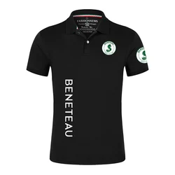 2024 New 100% Cotton Men Beneteau Sailboat Sailing Yacht Summer Short Sleeve Polo Shirt Summer Streetwear Casual Fashion Tops