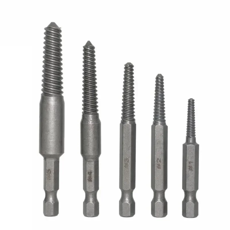 Screw Extractor Center Drill Bits 5PCS Guide Set Broken Damaged Bolt Remover Hex Shank And Spanner For Broken Hand Tool