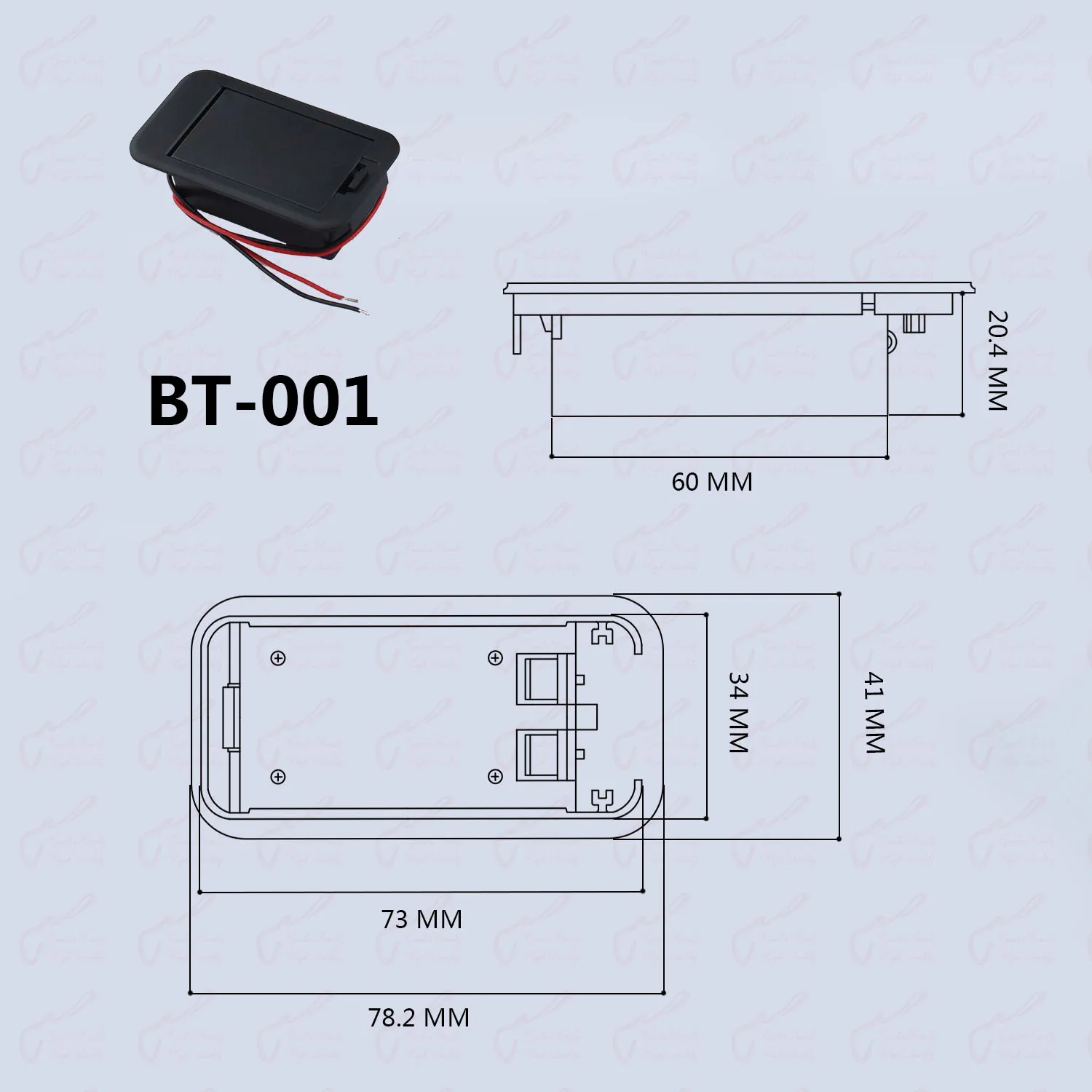 9V Battery Box / Battery Case For Electric Guitar Bass / Active Pickup