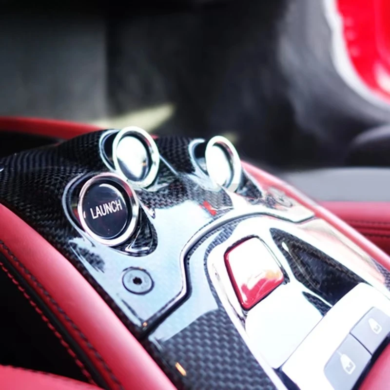 Car Styling Dry Carbon Fiber Interior Central Control Panel Gear Panel Suitable for 458 Italia Decoration Parts view 2