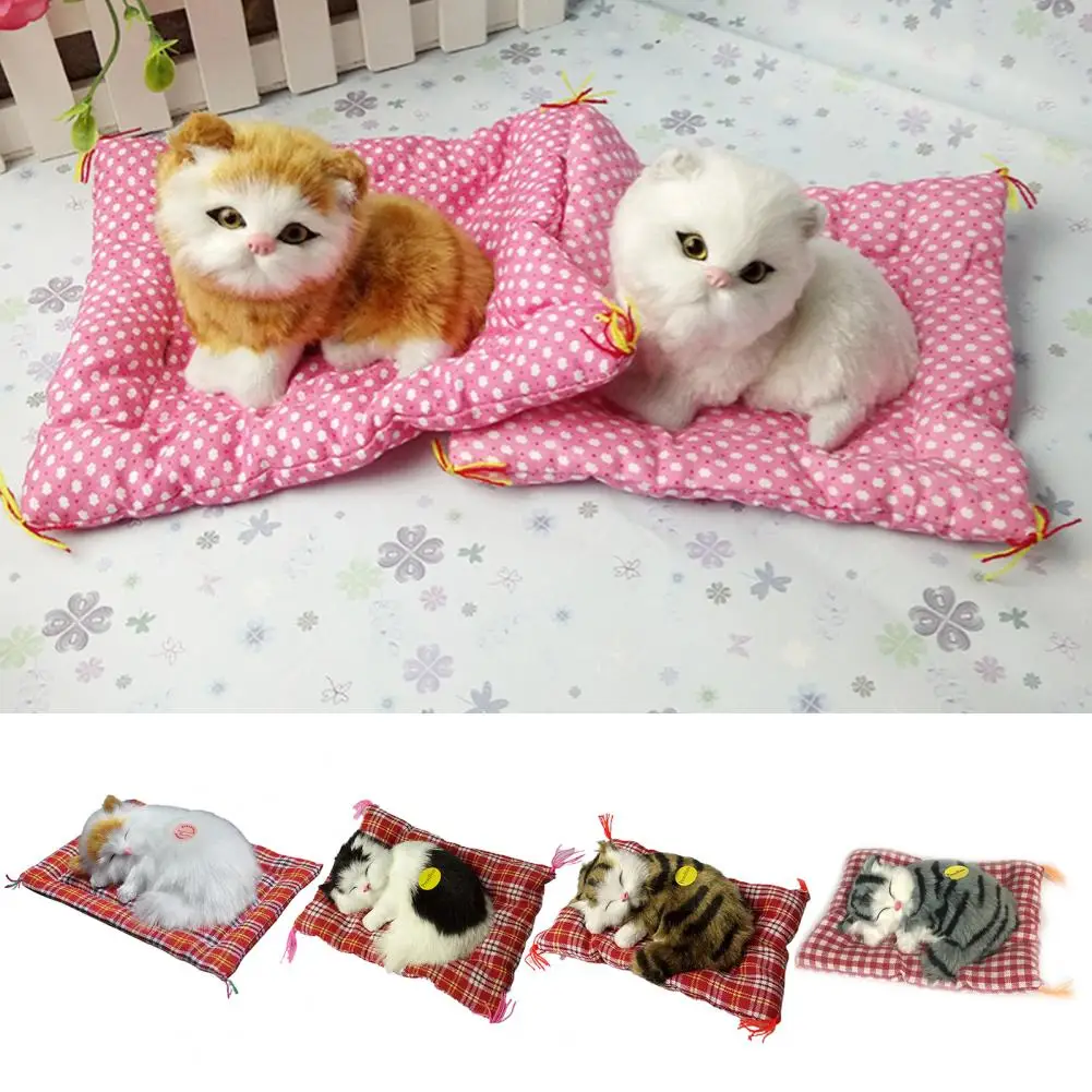 Simulation Mini Cat Vivid Appearance Plush Soft Stuffed Soft Mat Plush Cats   Imitation Cat  for Sofa Decor